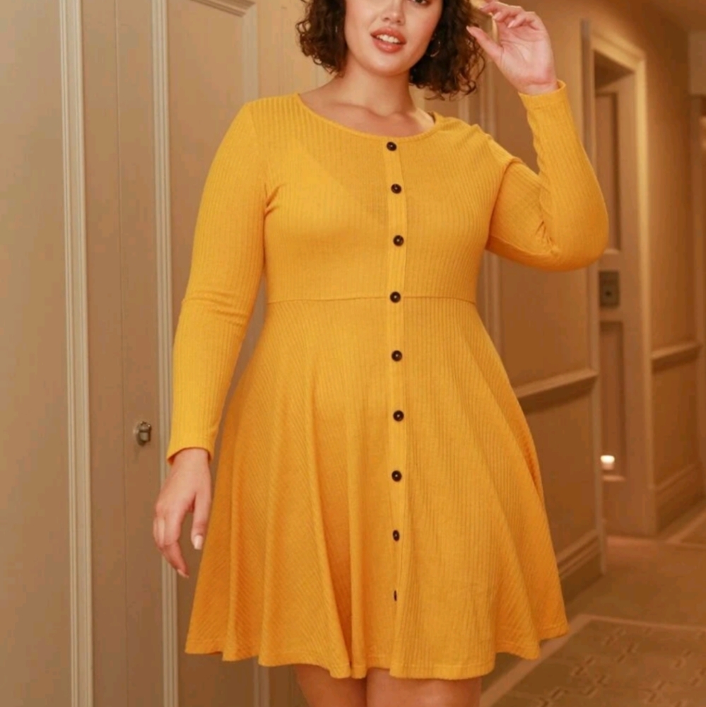 NWOT Shein Mustard Yellow Coloured Dress